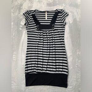 Annabelle Black and Gray Striped Top/Dress